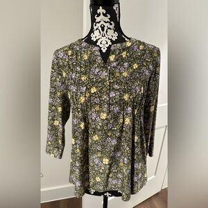 Napa Valley Floral Pleated Blouse
